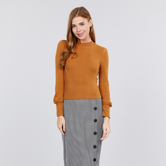 NEW! 🔥Copper Long Sleeve Mock Neck Top - Picture 3 of 4